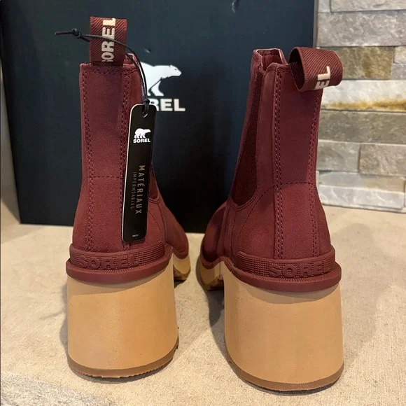 NIB Sorel Hi-Line Heel Chelsea Waterproof Boots - Spice/Tawny Buff - Picture 4 of 13